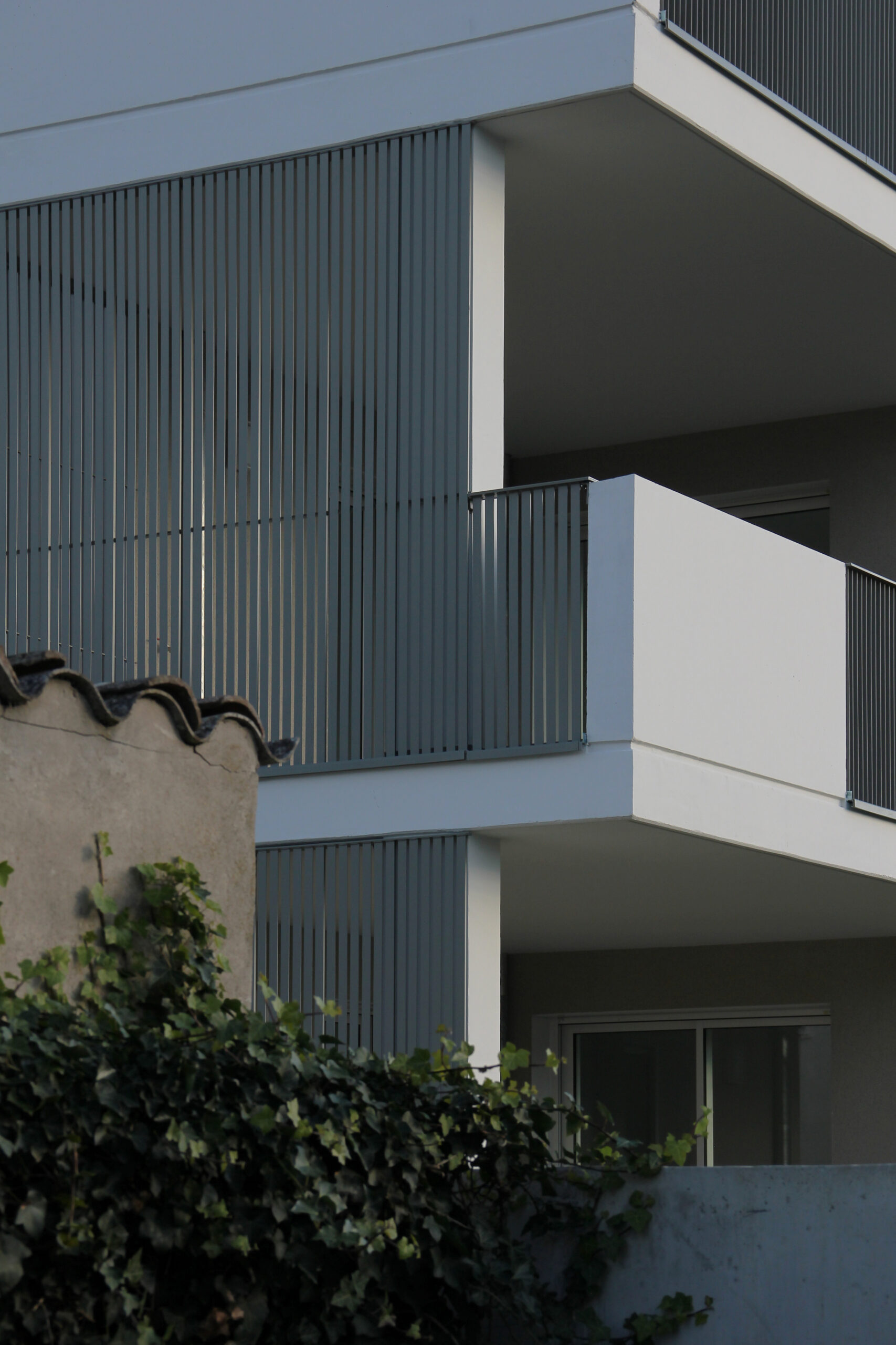 Photo de détail d'un immeuble d'habitation de 12 logements à Davézieux par Archipolis, architectes à Annonay et Grenoble